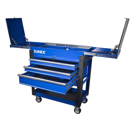 Sunex Â® Tools 3-Drawer Utility Cart w/ Sliding Top, Blue 8035XTBL